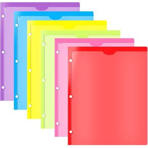INFUN Heavy Duty Plastic Folders with Clear Front Pocket and Holes-18 Pack,Assorted Colors Folder with 2 Pockets and 3 Holes for 3 Ring Binders,Folder with Card Slot for School,Office and Home