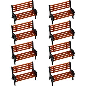 8 PCS Park Street Bench Set Model Scene Decoration Scene Accessories for Train Station Platform Miniature Garden Decorations,Cute Miniature Architectural Models