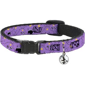Cartoon Network Breakaway Cat Collar with Bell, Easy Adjustable, Adventure Time Lumpy Space Princess Expressions Lavender, 8.5 to 12 Inches 0.5 Inch Wide