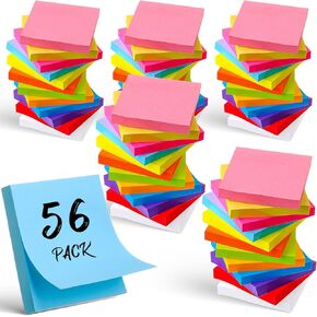 56 Pads 5600 Sheets Sticky Notes 3 x 3 Inch Bright Colors Self Stick Pads Multi Colored Adhesive Memo Pads Self Stick Note Pads for School Office Teacher Student Worker Supplies, 100 Sheets/ Pad