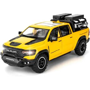 BDTCTK Dodge Ram Mammoth Pick-Up Truck Model Car, Zinc Alloy Pull Back Toy car with Sound and Light for Kids Boy Girl Gift(Red)