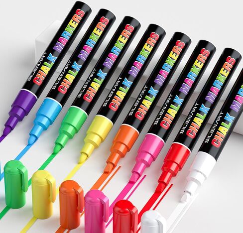 SILENART Liquid Chalk Markers - 8 Vibrant Colors - Chalkboard Markers for Blackboard Glass Windows - Erasable Chalk Pens in Saudi Arabia