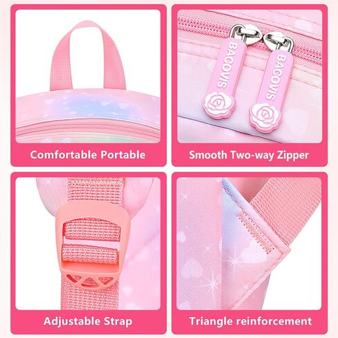 5Pcs Kawaii Backpack Set for Girls, Kids Pink Bookbag Rainbow Laptop Bag Water-Resistant Lightweight Daypack, Large Capacity School Backpack Gradient Double Shoulder Backpack (Pink) in Saudi Arabia