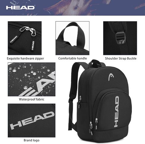 HEAD Waterproof Travel Backpack for Women & Men, Lightweight Laptop Backpack Computer Bag fits 15.6 Inch Notebook, Casual Daypack College Backpacks with 9 Pockets for Overnight/Sports Gym/Work/Fitness in Kuwait