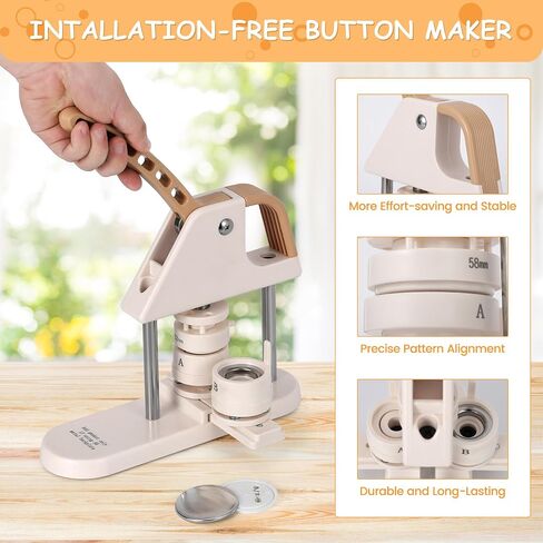 GAOMON Button Maker, 1/1.25/2.28 inch(25/32/58mm) 3-in-1 Pin Maker, Ergonomic Arc Handle Punch Press Kit, Button Maker Machine with Free 300pcs Button Parts, Pictures, Circle Cutter, Magic Book in Saudi Arabia