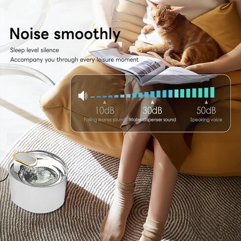 Cat Water Fountain, 3L/100oz Automatic Pet Water Dispenser with Ultra Quiet Pump Activated Carbon Filters Light for Water Shortage Alert Inside Water Bowl for Multiple Pets Cats Dogs Drinking in Saudi Arabia
