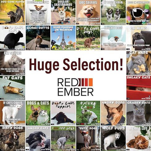 تقويم حائط RED EMBER Cat Memes 2025 لمدة 12 شهرًا | 12 بوصة × 24 بوصة مفتوح | ورق سميك وقوي | هدية | التقويم 2025 in Kuwait