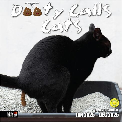 تقويم حائط RED EMBER Cat Memes 2025 لمدة 12 شهرًا | 12 بوصة × 24 بوصة مفتوح | ورق سميك وقوي | هدية | التقويم 2025 in Kuwait