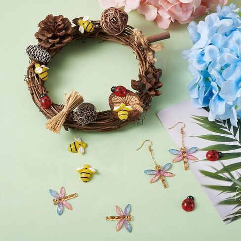 KISSITTY 80pcs/Box Craft Embellishments Ladybird Dragonfly Bee Decorations for Crafts Garden Miniature Ornaments for DIY Scrapbooking Party Home Decor Jewelry Making in Saudi Arabia