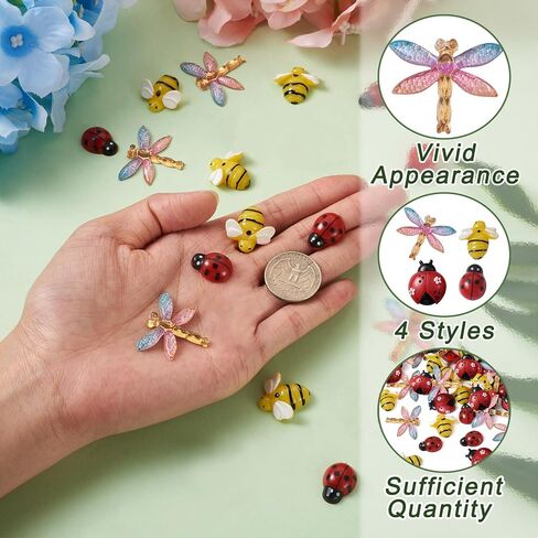 KISSITTY 80pcs/Box Craft Embellishments Ladybird Dragonfly Bee Decorations for Crafts Garden Miniature Ornaments for DIY Scrapbooking Party Home Decor Jewelry Making in Saudi Arabia