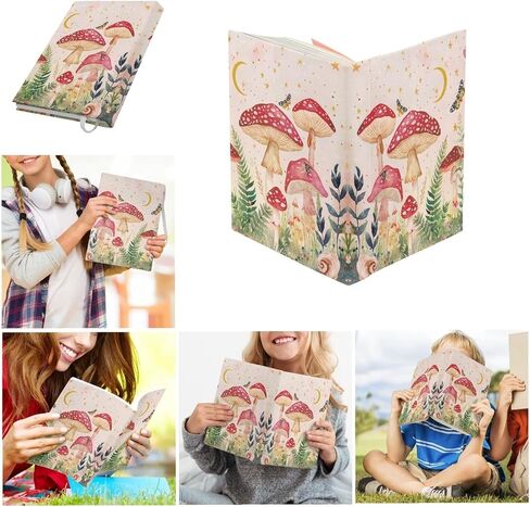 Mushroom Book Cover Set 6 Pack Colorfuk Mushroom Cute Book Cover Hardcover Soft Fabric for Washable Dust Cover Stretchable Book Sleeves Pouch with Bookmark in Kuwait