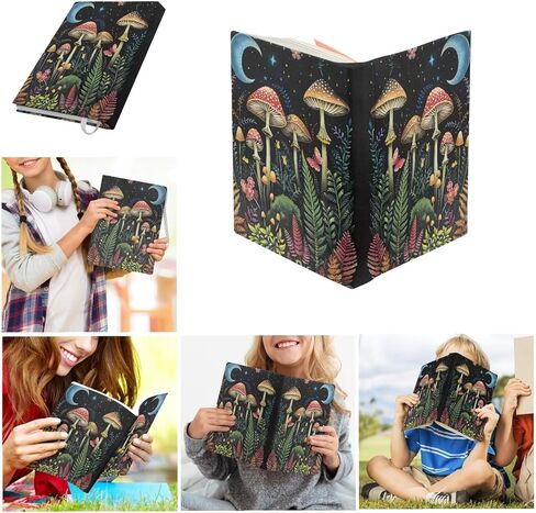 Mushroom Book Cover Set 6 Pack Colorfuk Mushroom Cute Book Cover Hardcover Soft Fabric for Washable Dust Cover Stretchable Book Sleeves Pouch with Bookmark in Kuwait