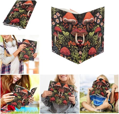 Mushroom Book Cover Set 6 Pack Colorfuk Mushroom Cute Book Cover Hardcover Soft Fabric for Washable Dust Cover Stretchable Book Sleeves Pouch with Bookmark in Kuwait