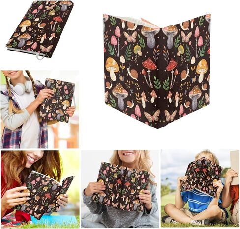 Mushroom Book Cover Set 6 Pack Colorfuk Mushroom Cute Book Cover Hardcover Soft Fabric for Washable Dust Cover Stretchable Book Sleeves Pouch with Bookmark in Kuwait