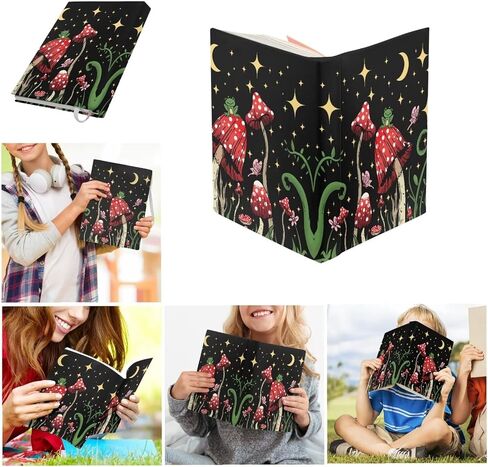 Mushroom Book Cover Set 6 Pack Colorfuk Mushroom Cute Book Cover Hardcover Soft Fabric for Washable Dust Cover Stretchable Book Sleeves Pouch with Bookmark in Kuwait