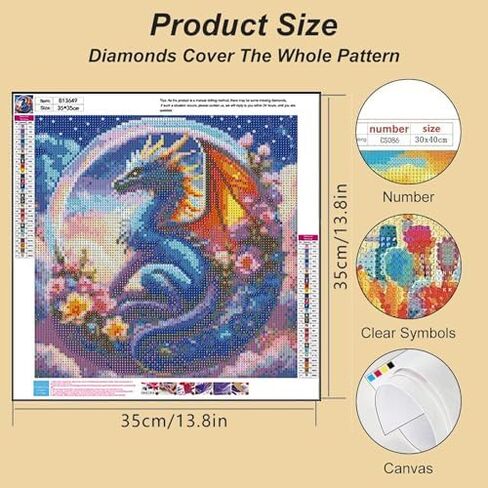 Lophomie التنين الماس الفن مجموعات الزهور الماس اللوحة مجموعات للبالغين الماس الفن اللوحة DIY كامل جولة الحفر جوهرة الفن الحرف هدية ديكور جدار المنزل 14 × 14 بوصة in Kuwait