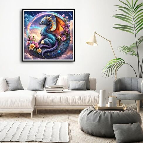 Lophomie التنين الماس الفن مجموعات الزهور الماس اللوحة مجموعات للبالغين الماس الفن اللوحة DIY كامل جولة الحفر جوهرة الفن الحرف هدية ديكور جدار المنزل 14 × 14 بوصة in Kuwait