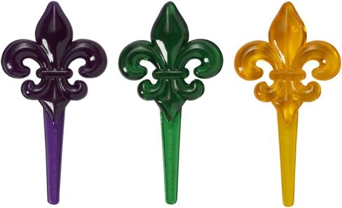 DECOPAC Mardis Gras Fleur De Lis Translucent Cupcake Picks - 24 pc in Saudi Arabia