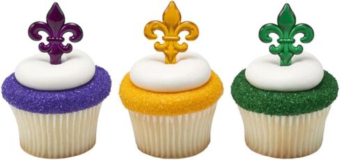 DECOPAC Mardis Gras Fleur De Lis Translucent Cupcake Picks - 24 pc in Saudi Arabia