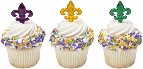 DECOPAC Mardis Gras Fleur De Lis Translucent Cupcake Picks - 24 pc in Saudi Arabia