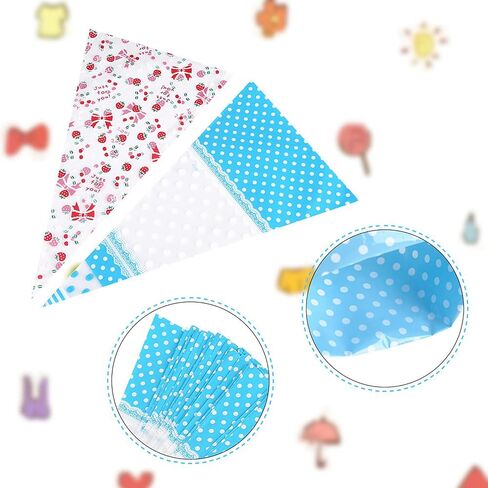 50 Packs Cone Cellophane Bags,6.69 x 11.81in Clear Cone Shaped Treat Bags with Twist Ties for Party Handmade Cookies Wedding Birthday Gift (Blue 4 wires*17cm*30cm) in Kuwait