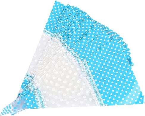 50 Packs Cone Cellophane Bags,6.69 x 11.81in Clear Cone Shaped Treat Bags with Twist Ties for Party Handmade Cookies Wedding Birthday Gift (Blue 4 wires*17cm*30cm) in Kuwait