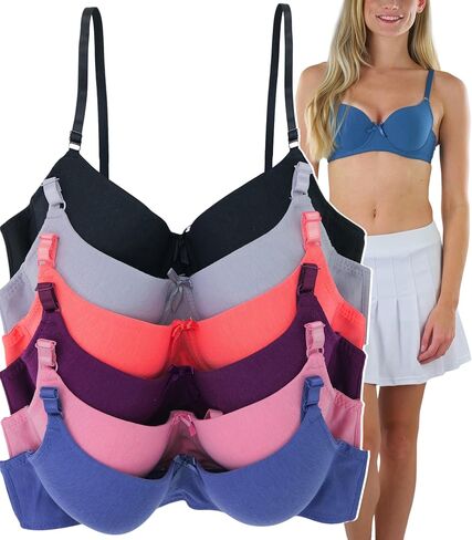 ToBeInStyle Women's Pack of 6 Padded Assorted Styles Supportive Bras Cup Size - A to DDD in Saudi Arabia