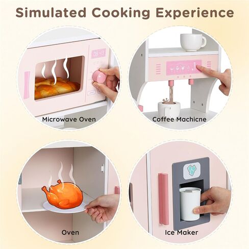 SainSmart Jr. Wooden Play Kitchen for Kids - Realistic Cooking Playset - Safe and Durable Materials - Encourages Healthy Eating and Family Bonding - Gift for Ages 3+ in Saudi Arabia