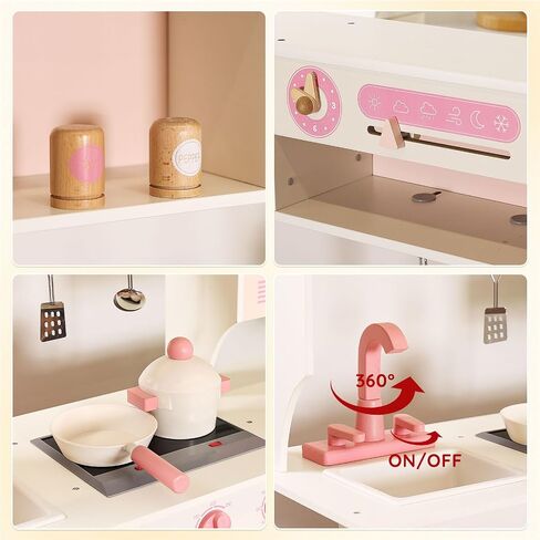 SainSmart Jr. Wooden Play Kitchen for Kids - Realistic Cooking Playset - Safe and Durable Materials - Encourages Healthy Eating and Family Bonding - Gift for Ages 3+ in Saudi Arabia