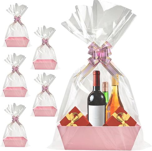 Basket For Gifts Empty, 5 PCS Sturdy Diy Bulk Gift Basket Kraft Market Tray Cardboard Basket With Handles, Gift Basket Kit Supplies Wrap To Fill For Holiday Birthday Christmas Valentines Thanksgiving in Kuwait