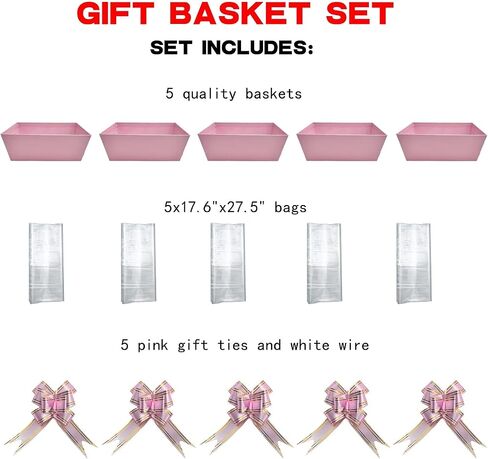 Basket For Gifts Empty, 5 PCS Sturdy Diy Bulk Gift Basket Kraft Market Tray Cardboard Basket With Handles, Gift Basket Kit Supplies Wrap To Fill For Holiday Birthday Christmas Valentines Thanksgiving in Kuwait
