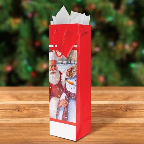 Designer Greetings Glitterwrap 13" Holiday Bottle Bags (Pack of 36 with Hang Tags) – Christmas Morning in Saudi Arabia