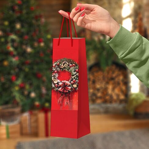 Designer Greetings Glitterwrap 13" Holiday Bottle Bags (Pack of 36 with Hang Tags) – Christmas Morning in Saudi Arabia