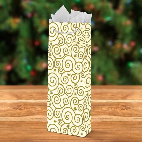Designer Greetings Glitterwrap 13" Holiday Bottle Bags (Pack of 36 with Hang Tags) – Christmas Morning in Saudi Arabia