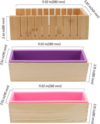 5 قطع من قوالب صابون السيليكون بوزن 45 أونصة، مجموعة مرنة مكونة من قالبين مستطيلين لصنع الصابون مع قالب صابون خشبي، و1 مموج من الفولاذ المقاوم للصدأ، و1 قاطع مستقيم، وقوالب صابون لصنع الصابون in Kuwait