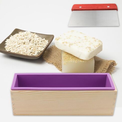 5 قطع من قوالب صابون السيليكون بوزن 45 أونصة، مجموعة مرنة مكونة من قالبين مستطيلين لصنع الصابون مع قالب صابون خشبي، و1 مموج من الفولاذ المقاوم للصدأ، و1 قاطع مستقيم، وقوالب صابون لصنع الصابون in Kuwait