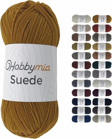 Suede Yarn - 50gr. / 1.76oz. - 160m. / 175 yds. - 100% Microfiber - (3) Light, Light Worsted, Dk Weight - Leather Look - Nubuck Yarn for Crochet & Knitting (12907 - Camel - 1 Skein) in Saudi Arabia