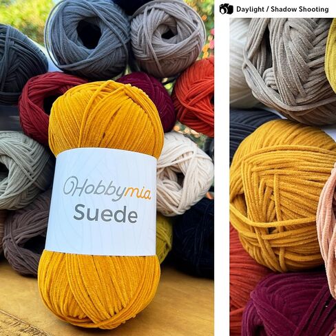 Suede Yarn - 50gr. / 1.76oz. - 160m. / 175 yds. - 100% Microfiber - (3) Light, Light Worsted, Dk Weight - Leather Look - Nubuck Yarn for Crochet & Knitting (12907 - Camel - 1 Skein) in Saudi Arabia