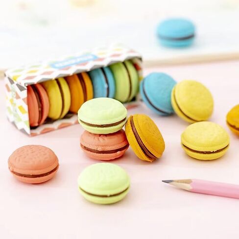 5Pcs Multicolour Sweet Mistakes Macaron Erasers, Scented, Fun for School, Home, or Office Writing and Correction Supplies in Saudi Arabia