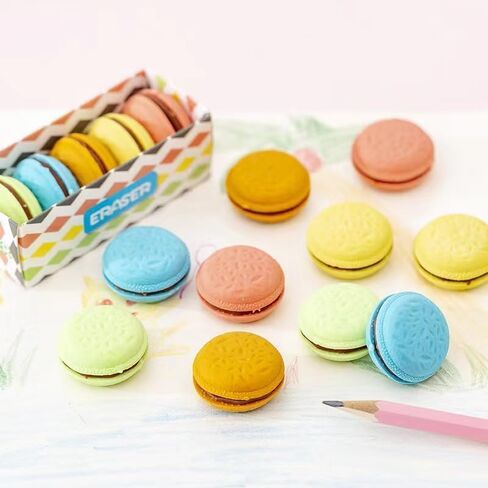 5Pcs Multicolour Sweet Mistakes Macaron Erasers, Scented, Fun for School, Home, or Office Writing and Correction Supplies in Saudi Arabia