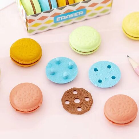 5Pcs Multicolour Sweet Mistakes Macaron Erasers, Scented, Fun for School, Home, or Office Writing and Correction Supplies in Saudi Arabia
