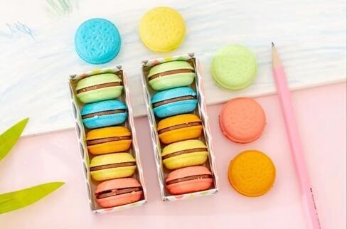 5Pcs Multicolour Sweet Mistakes Macaron Erasers, Scented, Fun for School, Home, or Office Writing and Correction Supplies in Saudi Arabia