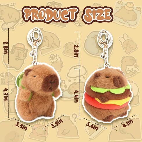 2 Pcs Capybara Plush Keychain Toy, Capybara Stuffed Animals, 7.3 Inch Capybara Plush Toy, Capybara Pendant for Backpack Birthday Gift in Kuwait