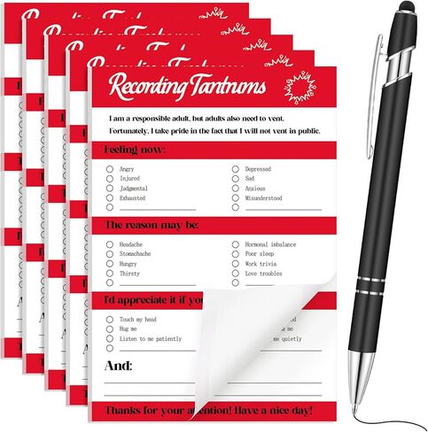 101 قطعة من Eaasty تسجيل نوبة الغضب، هدايا زملاء العمل المضحكة للنساء، 5 عبوات من وسادات المذكرات الورقية الممتعة مع قلم للوازم المكتبية، هدية مفكرة نوبة الغضب لصديق الزميل in Kuwait