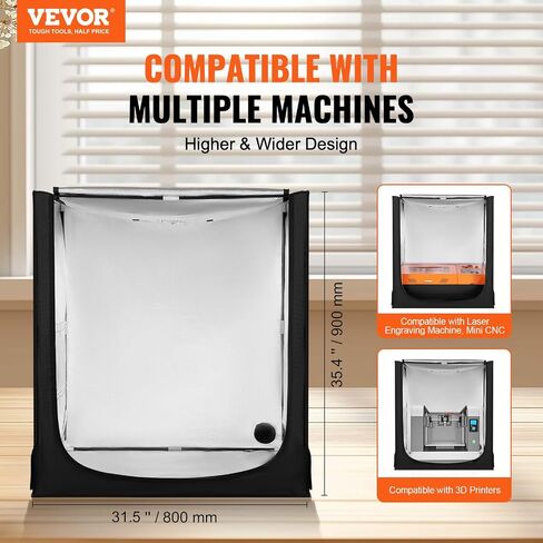 VEVOR Laser Engraver Enclosure, 3-in-1 Multifunctional 3D Printer Enclosure with LED Light & Exhaust Fan and Pipe Fully Enclosed Engraving Machine Cover Insulates Smoke, Noise in Saudi Arabia