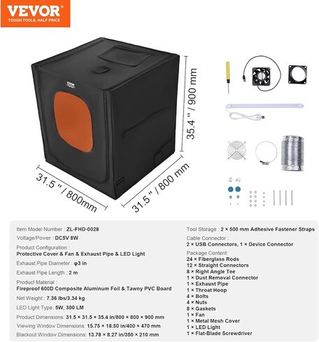 VEVOR Laser Engraver Enclosure, 3-in-1 Multifunctional 3D Printer Enclosure with LED Light & Exhaust Fan and Pipe Fully Enclosed Engraving Machine Cover Insulates Smoke, Noise in Saudi Arabia