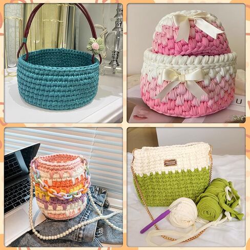 2 PCS 800g T-Shirt Yarn Elastic Fabric Crochet Cloth Yarn for DIY Knitting, 260 Yards Spaghetti Yarn Thick Knitting Yarn for Hand DIY Bag Basket Cushion Crocheting Projects,Home Decor（Beige） in Saudi Arabia