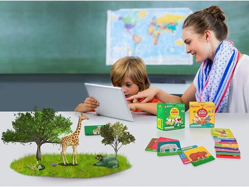 Magic Zoo - بطاقات فلاش رباعية الأبعاد للأطفال: الحيوانات تنبض بالحياة (شاهدها وهي تمشي وتتحدث وتجري وتأكل) مع الواقع المعزز - 26 بطاقة فلاش تعليمية تفاعلية (يتضمن تطبيق الواقع المعزز) in Saudi Arabia