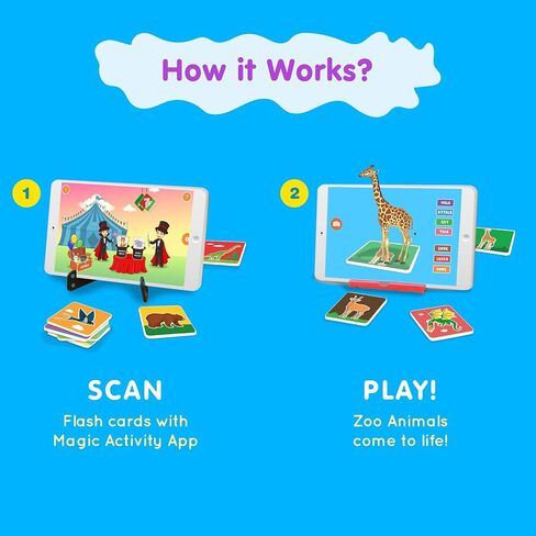 Magic Zoo - بطاقات فلاش رباعية الأبعاد للأطفال: الحيوانات تنبض بالحياة (شاهدها وهي تمشي وتتحدث وتجري وتأكل) مع الواقع المعزز - 26 بطاقة فلاش تعليمية تفاعلية (يتضمن تطبيق الواقع المعزز) in Saudi Arabia