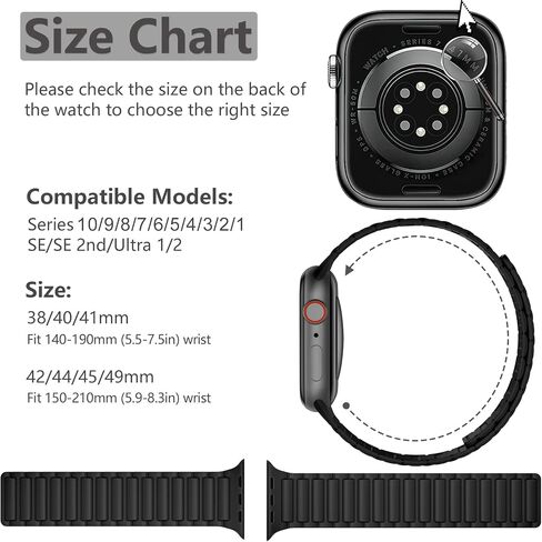 Easuny Magnetic Watch Band Compatible with Apple Watch 44mm 46mm 45mm 49mm 42mm 41mm 40mm 38mm Bands for Men Women Wrist Solo Loop, Sport Silicone Strap for iWatch Series 11 10 9 8 7 6 5 4 3 SE Ultra in Kuwait